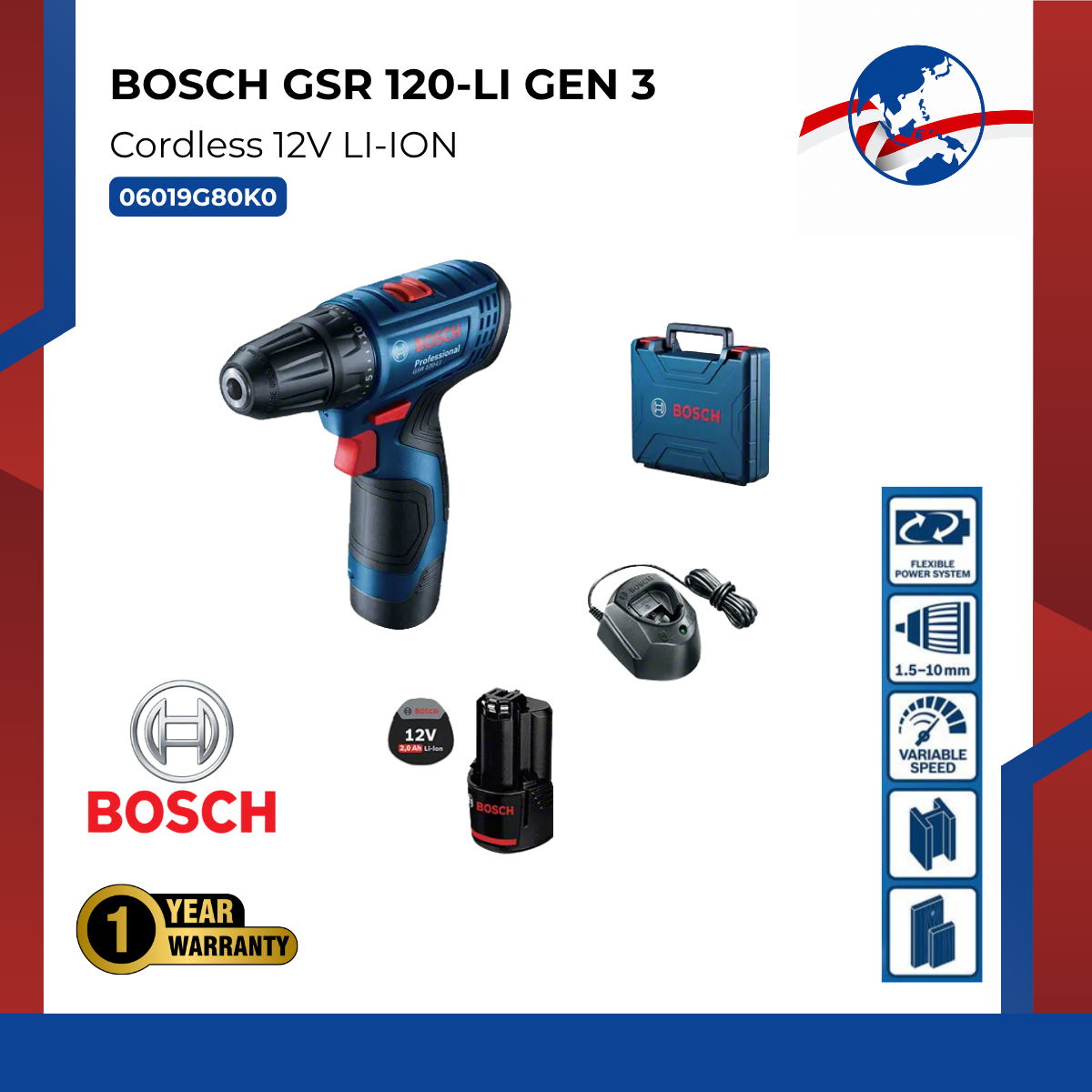 BOSCH Cordless 12V LI-ION GSR 120-LI Gen 3