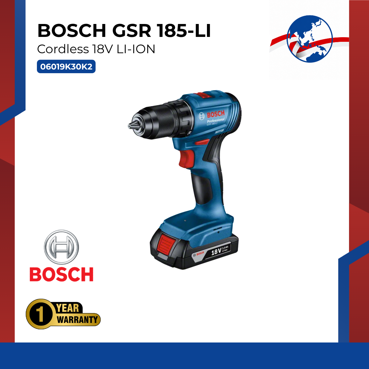 BOSCH Cordless 18V LI-ION GSR 185-LI