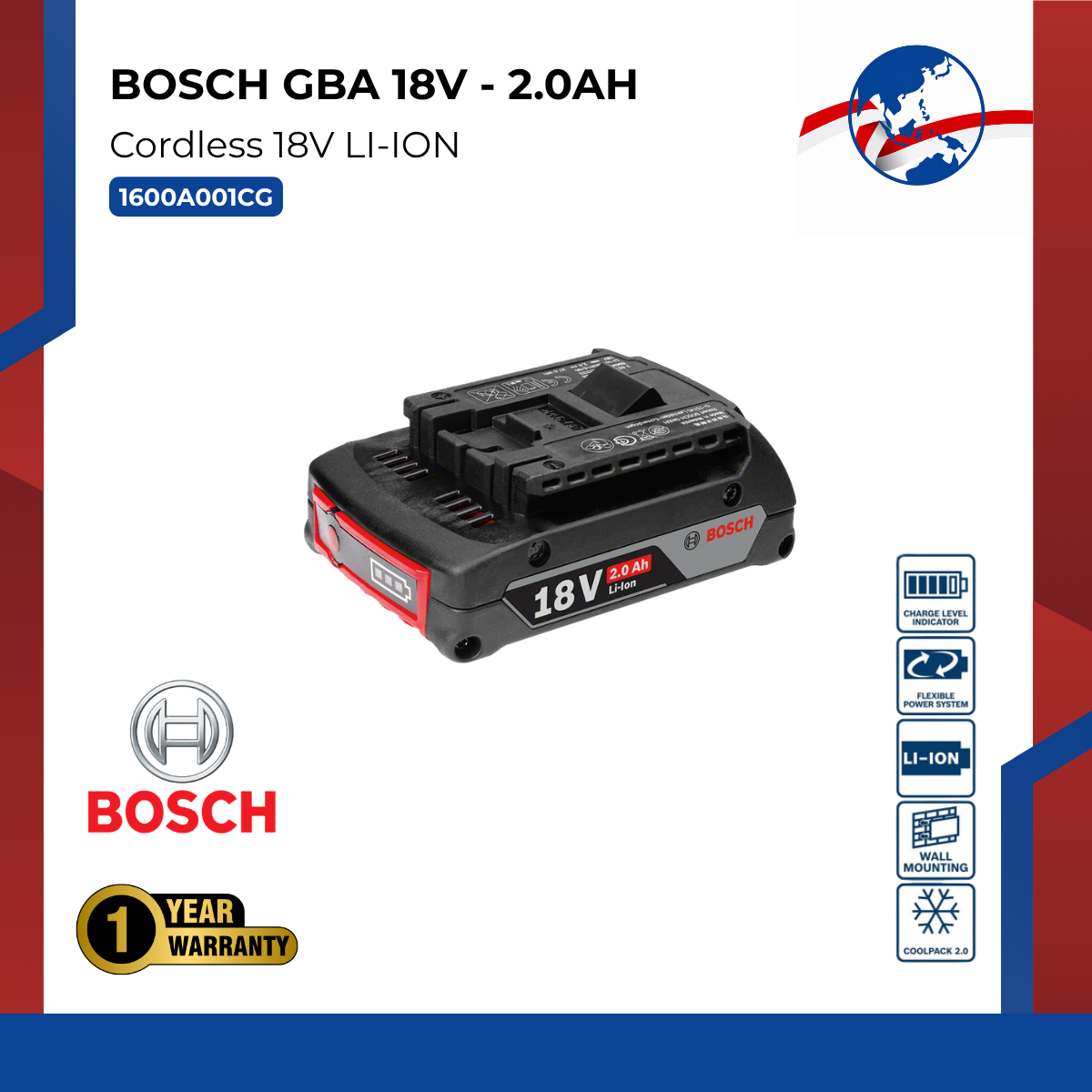 BOSCH Cordless 18V LI-ION GBA 18V - 2.0Ah